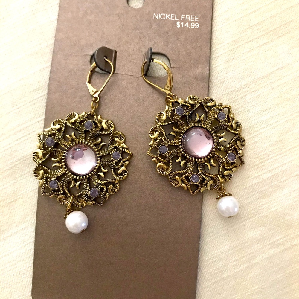 Pink and lilac crystal earrings